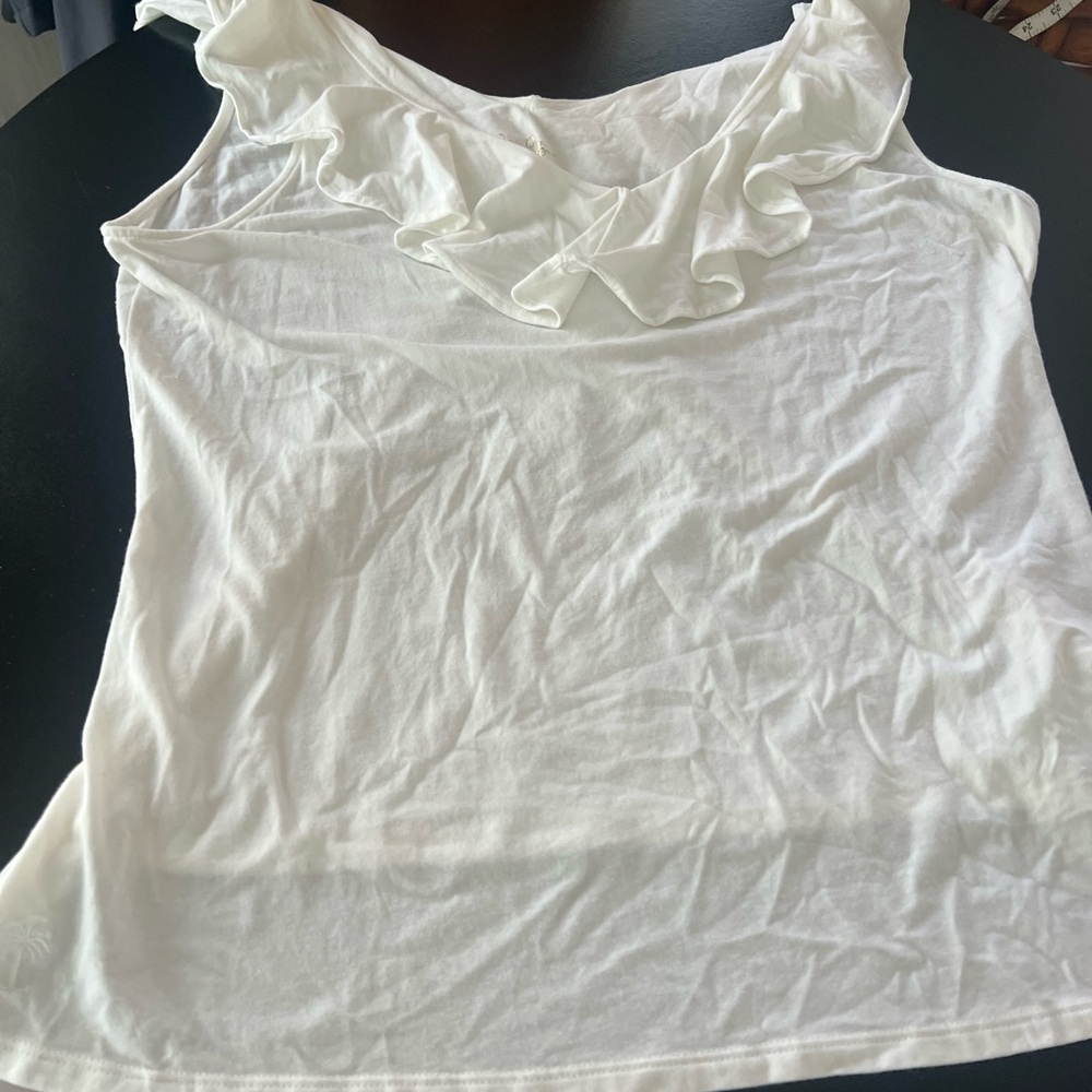 Lilly Pulitzer White Ruffle Neck Camisole